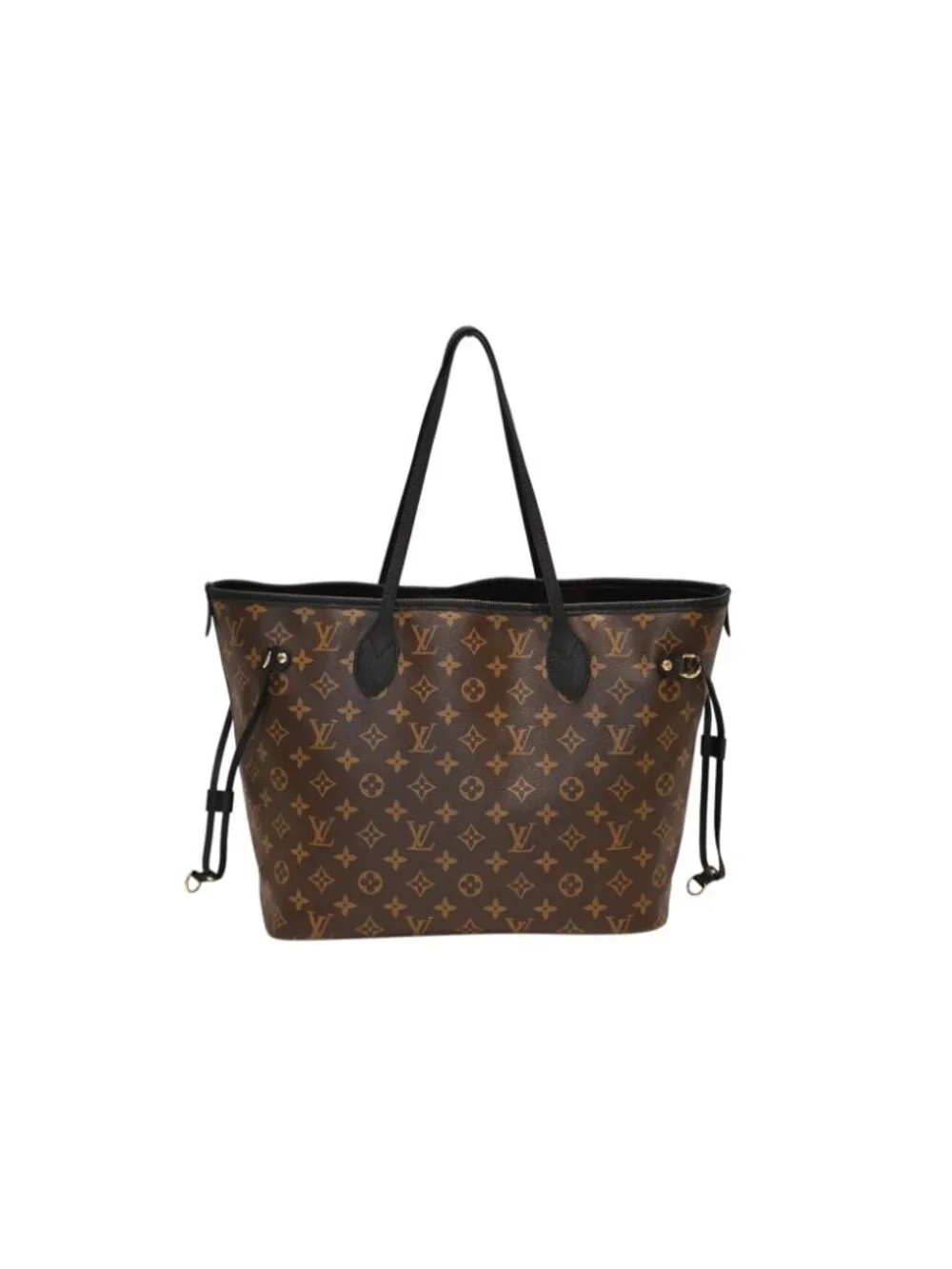 Louis Vuitton Neverfull Inside Out MM Reversible Tote Bag Black Brown Calfskin
